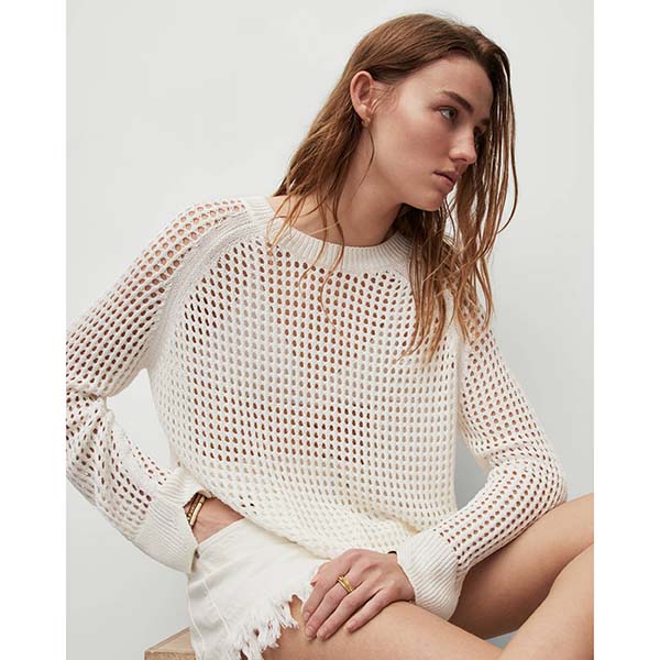 Allsaints Australia Womens Paloma Crew Neck Mesh Sweater White AU92-305